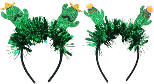 WRITWAA 2 Stück Kaktus Haarreifen Paar Haar Accessoire Grün Cartoon Stirnband für Party und Auftritt