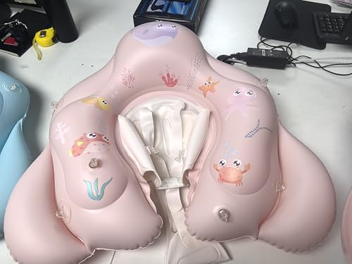 Olycism Salvagente Neonato con Parasole UPF50+ Ciambella Neonato Mare con Pompa ad Aria e Kit di Patch Materiali Adatti ai Bambini Carico massimo 20 kg per Bambini Rosa pallido