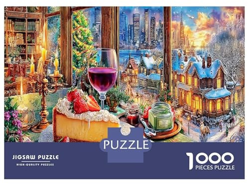 Frühstück im Winter Puzzles 1000 Teile Schwer Puzzle Spielzeug Lernspiel Impossible interessant Herausforderungsspielzeug Für Erwachsene Und Kinder Ab 12 Jahren 38x26cm/1000pcs
