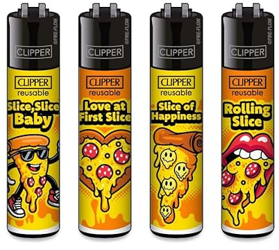 Clipper Feuerzeuge Pizza 2 (4er Set), Neue Motive 2026