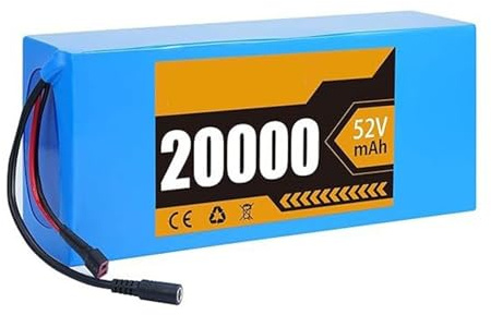 52V 20Ah 14S7P Batterie pour vélo électrique Boîtier en PVC étanche Chargeur inclus Batterie lithium-ion rechargeable Convient aux trottinettes et draisiennes électriques 52V 20Ah,XT60+T