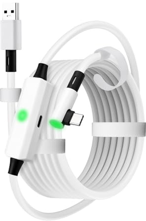 ELUTENG VR Link Cable 5m, 27W USB C Charging Cable Compatible with Meta Quest 2/3, Pico 4 and PC VR Headset Steam VR Accesorios, USB 3.0 5Gbps USB to USBC Link Cord for Virtual Reality Headset, White