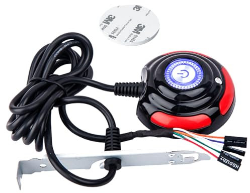 Copapa Cavi rossi da 1,7 m (67) per PC desktop, computer, alimentatore di alimentazione, pulsante di ripristino HDD, interruttore bianco e blu con luci LED (rosso)