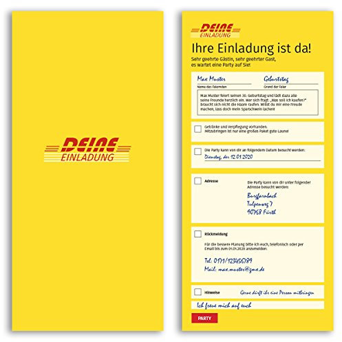 (20 x) Einladungskarten Geburtstag Paketzustellung lustig witzig Einladungen