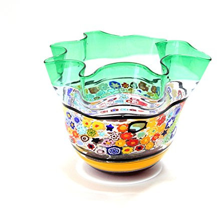 Murano Glasses Vase Coupelle Multicolore Fabriquée en Italie
