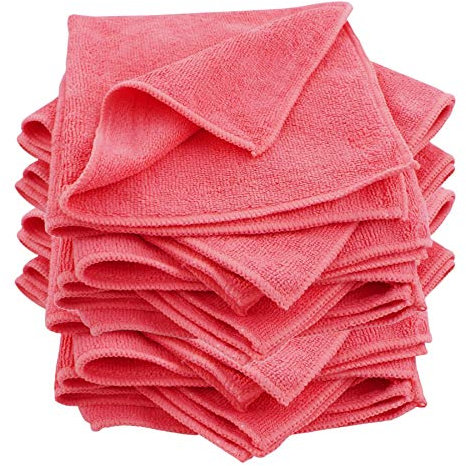 Bitec 10 x Micro Fibre Cloths Large Super Soft Washable Red (40 x 40cm) Duster Car Home Work Excellent For Cleaning Greasy Surfaces Streak Free Window Cleaning