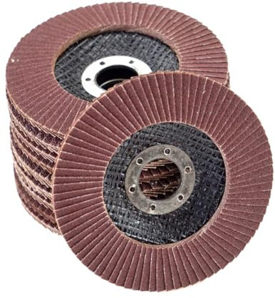 10 dischi a ventaglio, Ø 125 mm, grana 80, marrone, qualità professionale, per metallo e legno, per smerigliatrice angolare, dischi lamellari, dischi abrasivi, mole abrasive, levigatrici