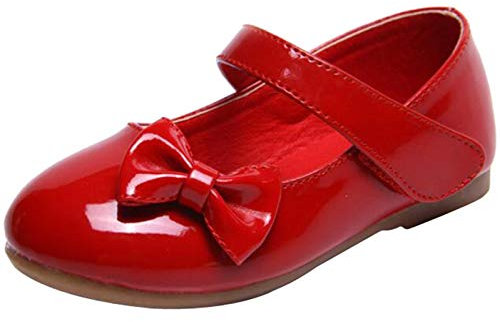 PPXID Mädchen Mary Jane Halbschuhe Bequem Lackleder Ballerinas,Rot,33 EU