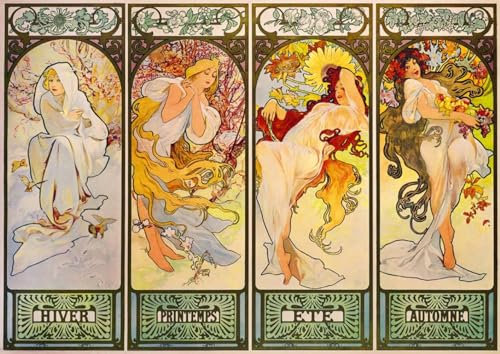 Bluebird Puzzle 1000 EL. Cztery sezony, Alfons Mucha, 1900 [Puzzle]
