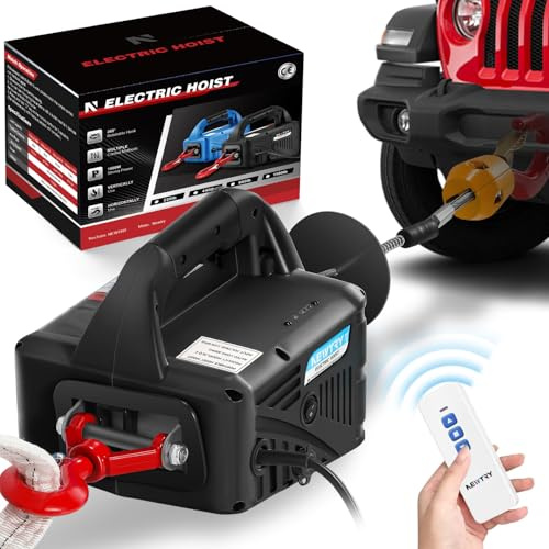 NEWTRY 3-in-1 Electric Hoist Winch 1,100lbs, 25ft Lifting Height, 110/120V
