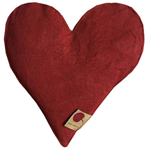 Heart-Shaped Cherry Pit-Stone Pillow, Red Denim, Hot/Cold Sleep Aid, Moist Heat Pack, Pain Relief, Microwavable-Washable, Get Well Gift-Wrapped