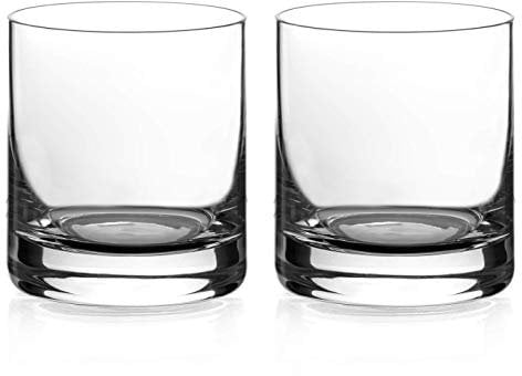 DIAMANTE Whisky Glasses Crystal Short Drink Tumblers Pair - ‘Auris’ Collection Undecorated Crystal - Set of 2