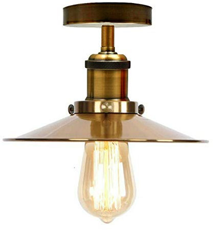 DC VOLTAGE Retro Industrial Semi Flush Mount Ceiling Lights Metal 22 cm Light Shade with E27 Base Lamp Holder for Living Room Kitchen Bedroom Bar Restaurant Offices.