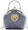 Umhängetasche Damen Clutch Frauen Samt Handtasche Vintage Herz Design Abendtasche Hochzeit Party Braut Clutch Umhängetaschen Geldbörse Grau