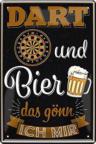 schilderkreis24 lustiger Spruch: “Dart UND Bier DAS GÖNN ICH Mir” Deko Bar Pub Schild Theke für Dart Fans Geschenkidee 20x30cm