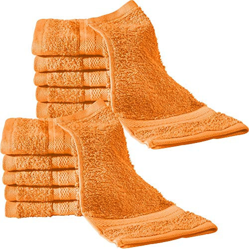 REDBEST Seiftuch 12er-Pack Chicago orange Größe 30x30 cm - saugstark, strapazierfähig, ideal für Reisen, Sport (weitere Farben)