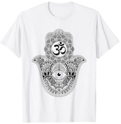 Fatimas Hamsa Hand Symbol mit Om Zeichen Mandala T-Shirt