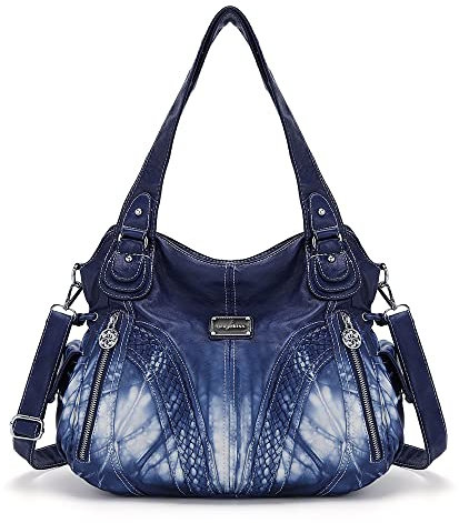 Angel Kiss Handtasche Damen Schultertasche Multifunktionale Umhängetaschen Wasserdicht PU Veganes Leder mit Reißver Schlusstaschen