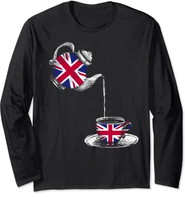 Union Jack Flag - British Teapot & Teacup Long Sleeve T-Shirt