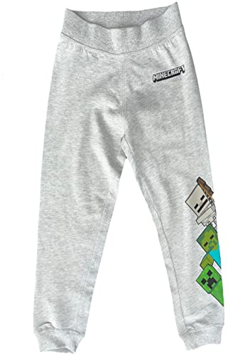 Minecraft Kinder Jogginghose Jungen + Mädchen Hose HELLGRAU Gr. 140 Jogger 10 Jahre