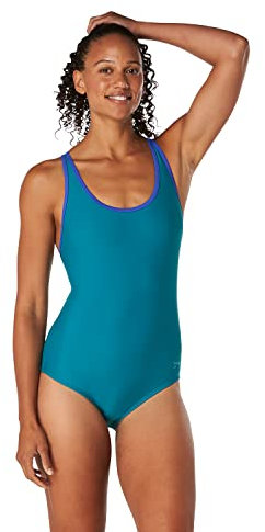 Speedo Maillot Piscine Une Pièce pour Femme avec Bordure Contrastée