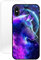 KARTXITAI Hülle Kompatibel mit iPhone X/XS,Stoßfest Hybrid Schutzhülle [TPU Silikon Bumper+Glas Rückseite] mit Mond Wolf Wolke Motiv Handyhülle Cover+Glas Displayschutz