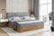 ALTDECOR Boxspringbett mit Matratze und Lattenrost, Boxbett, Topper, Polsterbett mit Bettkasten, Bett mit Stauraum H3-Matratze, Doppelbett, Springboxbett mit Eiche Holz - LOLLI6-120x200 Grau Samt