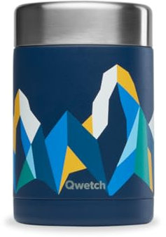 QWETCH - Boite Repas Isotherme - Altitude Bleu 600ml - Lunchbox Inox - 5h Chaud et 7h Froid - Sans BPA, Étanche & Reutilisable