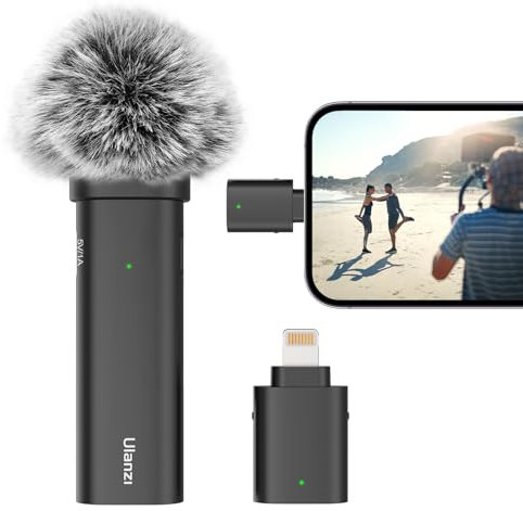 ULANZI Mini Mikrofon, WM-10 Integrated Lavalier Mikrofon Handy, No App und Bluetooth, Wireless Microphone für iPhone/iPad, Mikrofon Kabellos Ansteckmikrofon für Videoaufzeichnung, Vlog, Interview