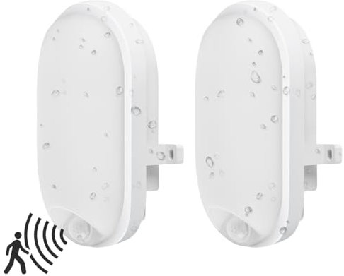 ANWIO 12W Applique Murale LED Extérieure Intérieur avec Détecteur de Mouvement, Luminaire, Éclairage, Etanche IP54 Blanc, 4000K Blanc Neutre, 2 Pièces