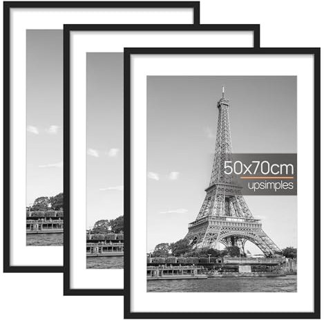 upsimples Lot de 3 Cadres Photo 50x70 cm, Cadre Noir 70x50 cm, pour Photos, Images, Affiches, Puzzle