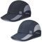 Golf Gym Tennis Laufmütze für Herren Sommer Sonnenhüte Leichte Atmungsaktive Kühlende Baseballkappe Trucker Vatermützen Herren Schnelltrocknende Outdoor Campingkappe Schwarz, Dunkelgrau 2 Stücke