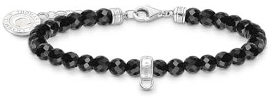 THOMAS SABO 2 Member Charm-Armband mit schwarzen Beads Silber 925 Sterlingsilber, Kaltemail A2141-130-11