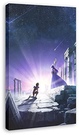 RAAMKA Leinwand Wandkunst Malerei Senza Cornice Anime Saint Seiya Seiya e Athena Poster decorativi del soggiorno 60x90cm