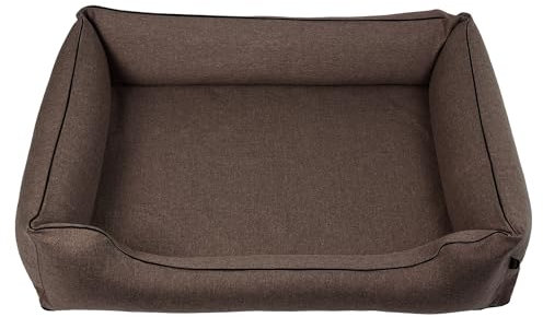 Mestizo Mallorca Standard TwinFoam Hundebett, Hundekorb, Sofa aus Polsterstoff, Oeko-TEX Zertifiziert, Bezug Abnehmbar und Waschbar (Braun mit schwarzem Rand, Außenmaße: 100x75cm)