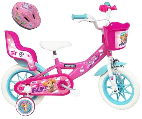 Vélo ATLAS Vélo Enfant Fille 12' Stella de la Pat' Patrouille équipé de 1 Frein + Casque Inclus, Rose