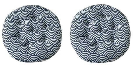 Factorys 2er Set Stuhlkissen rund 40cm Sitzauflage Waschbarekissen rutschfest & gemütlich für Stühle Indoor Outdoor Sitzkissen (D)