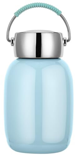 shilanmei Mini bouteille isotherme de 250 ml en acier inoxydable étanche pour jus de sport, jus, lait, thé, eau chaude et froide, café (bleu)
