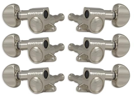 Grover 205N Mini Rotomatics with Round Button - Guitar Machine Heads, 3 + 3 - Nickel