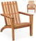 SFAREST Outdoor Adirondack Chair, Solid Acacia Wood Fire Pit Chair with Slatted Back & Ergonomic Armrests, All-weather Armchair Garden Furniture for Patio Balcony Backyard (Natural)