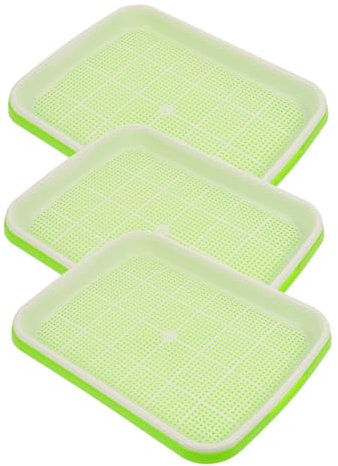 Kisangel 3St Keimschale Sprouting Tray keimsprossen Box Anzuchtbehälter blumenkübel blumenbank Keimplatte für Pflanzen Keimset Gemüsefach Anlage Gartenbedarf Keimpflanzer Kunststoffrohstoff
