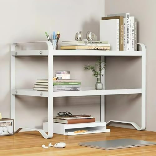 Schreibtisch-Organizer, Büro-Schreibtisch-Aufbewahrungsregal, Bücherregal, Schreibtisch-Bücherregal, Bücherregal (weiß)