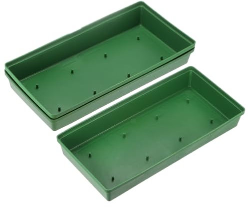 M METERXITY 3-Pack Floral Centerpiece Trays, 10.24 Inch Plastic Bowl Flower Arrangement Base for Table/Party/Wedding Decor, Rectangular Flower Foam Holder Box [Green]