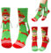 HONMOK 2 Paar Weihnachten Socken Magnetische Elf Socken Lustige Weihnachtssocken mit Magnetarmen 3D Puppes Paar Socken Weihnachtself Hand in Hand Holding Socks Geschenke für Damen Herren Paare