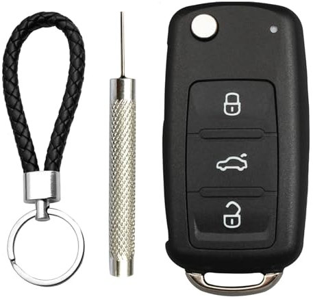 3 Tasten Autoschlüssel Gehäuse Kompatibel mit VW Schlüssel Gehäuse Kompatibel mit VW Schlüsselhülle Kompatibel mit Touran Tiguan Polo Skoda Passat mit 1 Schlüsselanhänger 1 Demontagewerkzeuge