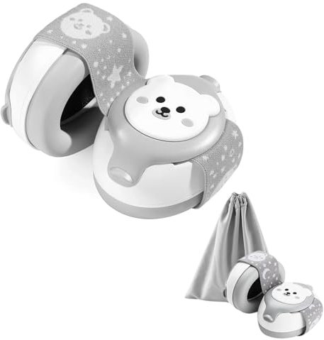 AZKids Family Casco antirumore per neonati, per ridurre il rumore e la protezione dell'udito, per neonati, bambini 0-3 anni, casco antirumore regolabile per viaggi, concerti, aereo, grigio, 15cm