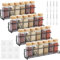 ASelected Set of 4 Metal Spice Racks Black Spice Racks with 8 Stickers and Screws Kitchen Cabinet Pantry Door Spice Organiser - 29×6.8×6.5 CM