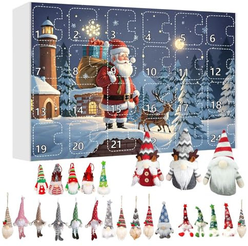 Weihnachts Wichtel Adventskalender 2024 | 24Stk Zwergen Plüschtier Spielzeug Adventskalender 2024 | Plüschzwerg Weihnachts Countdown Kalender | Einzigartiger Gonks Adventskalender für Weihnachts Deko