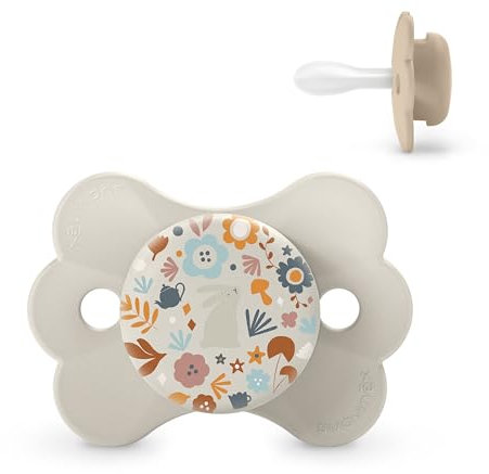 Suavinex Schnuller für Babys 6-18 Monate, mit physiologischem Silikon-Sauger SX Pro, symmetrischem, flachem und flexiblem Sauger, Respektiert die Mundentwicklung, Verhindert Hautirritationen, Beige