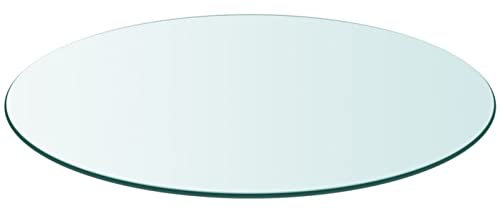 IKAYAA Superficie de Mesa Vidrio Templado Transparente Ø 70 cm, Cristal para Mesa, Encimera Baño, Tablero Mesa Comedor Tables